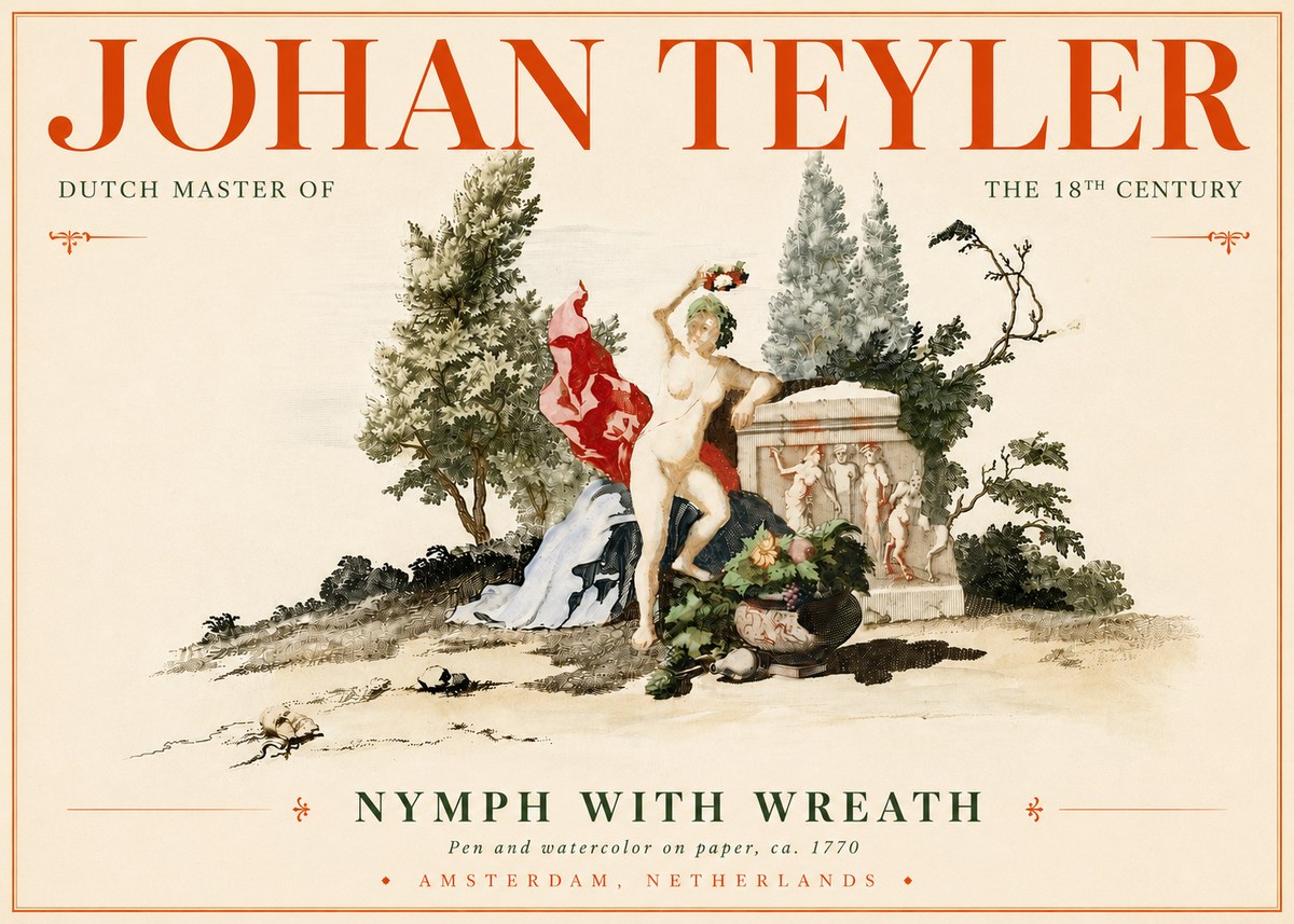 Johan Teyler Nymph with Wreath No6 - Affiche
