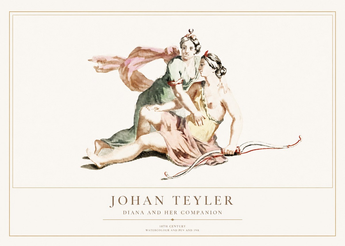Johan Teyler Diana and Her Companion No1 - Affiche