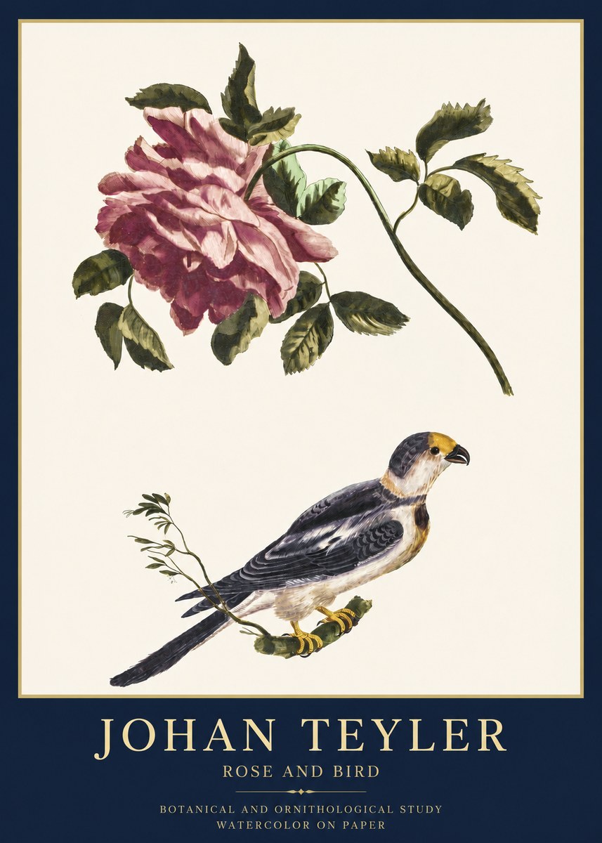 Johan Teyler Rose and Bird I No3 - Affiche