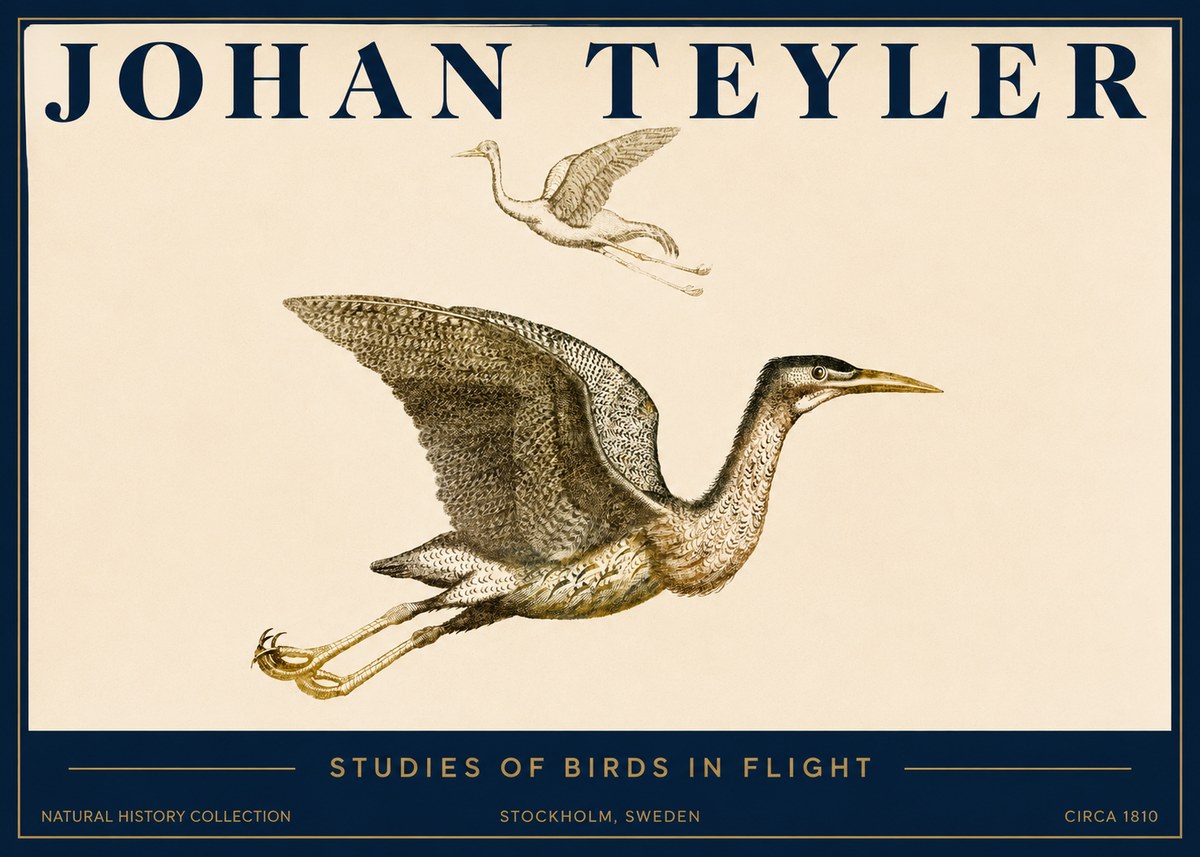 Johan Teyler Studies of Birds in Flight No3 - Affiche