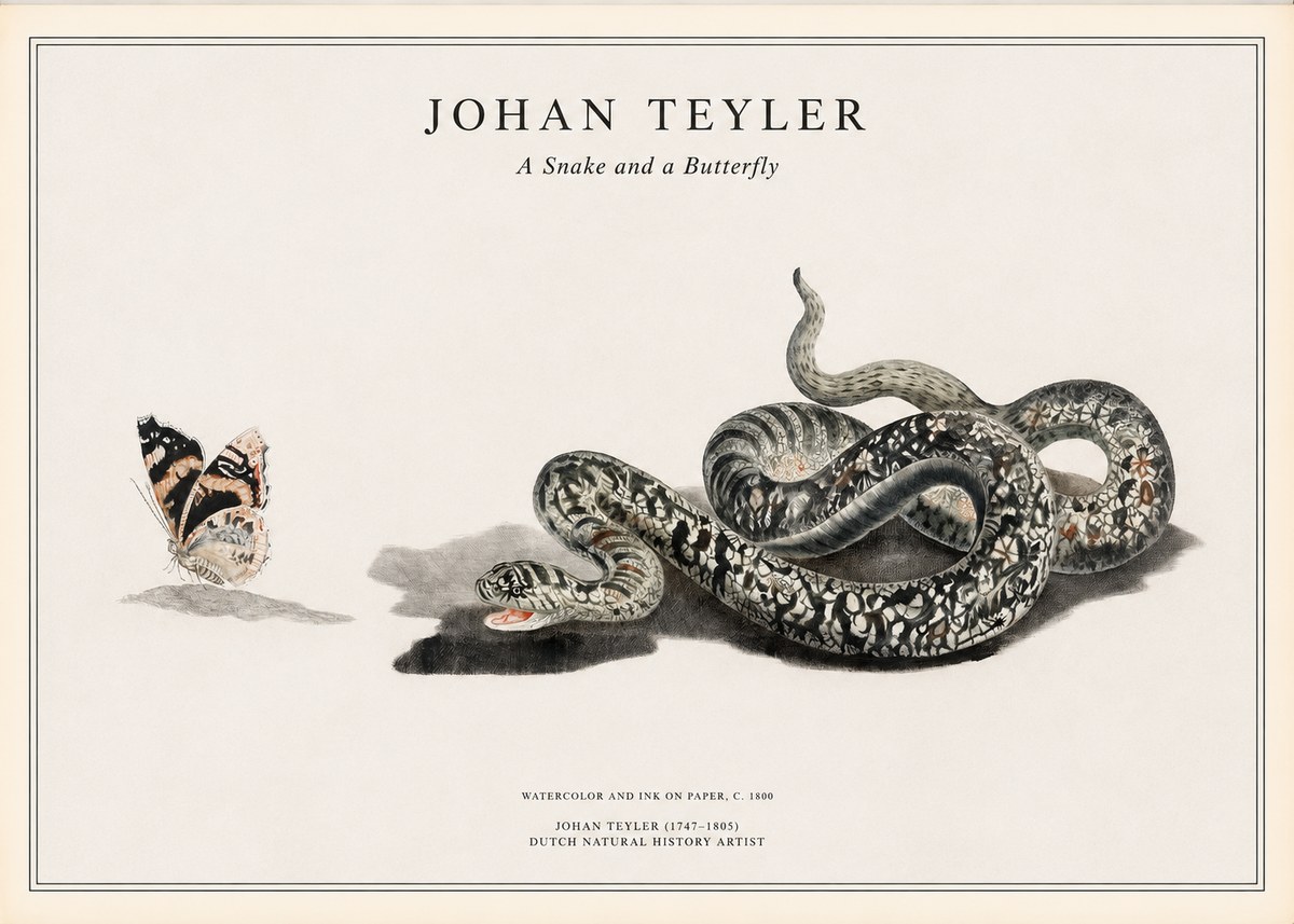 Johan Teyler Snake and Butterfly No2 - Affiche