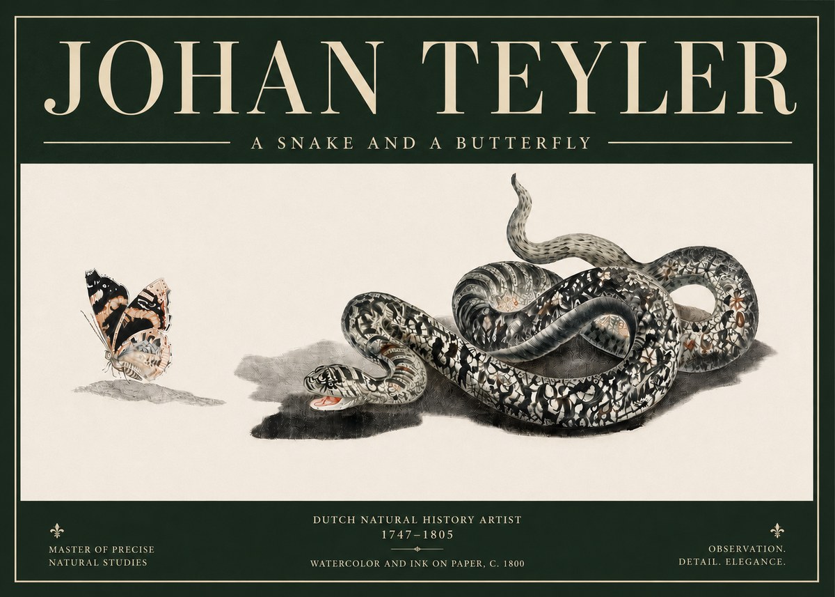 Johan Teyler Snake and Butterfly No5 - Affiche