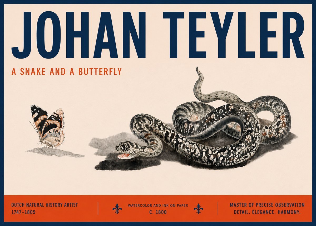 Johan Teyler Snake and Butterfly No6 - Affiche