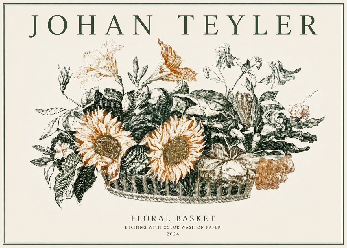 Johan Teyler Floral Basket No2 - Affiche