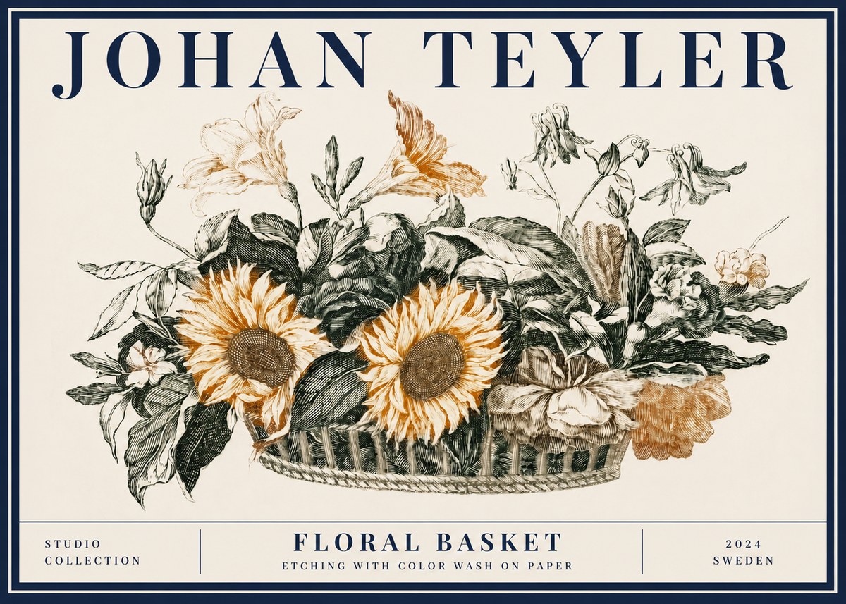 Johan Teyler Floral Basket No5 - Affiche