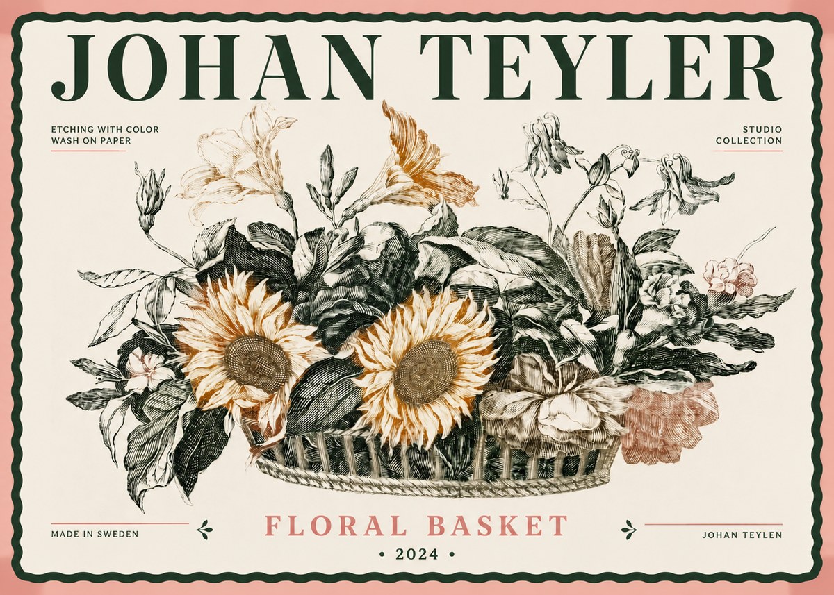 Johan Teyler Floral Basket No6 - Affiche