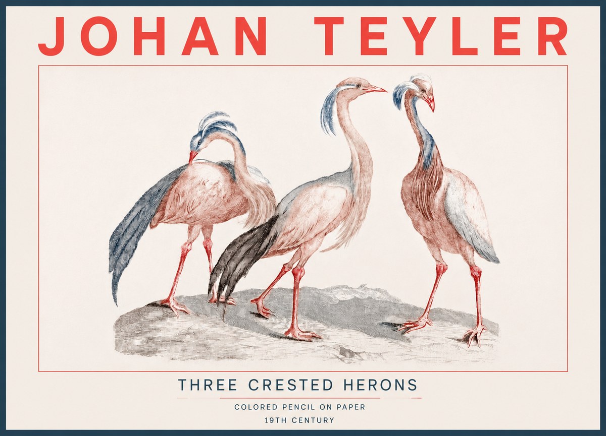 Johan Teyler Three Crested Herons No4 - Affiche