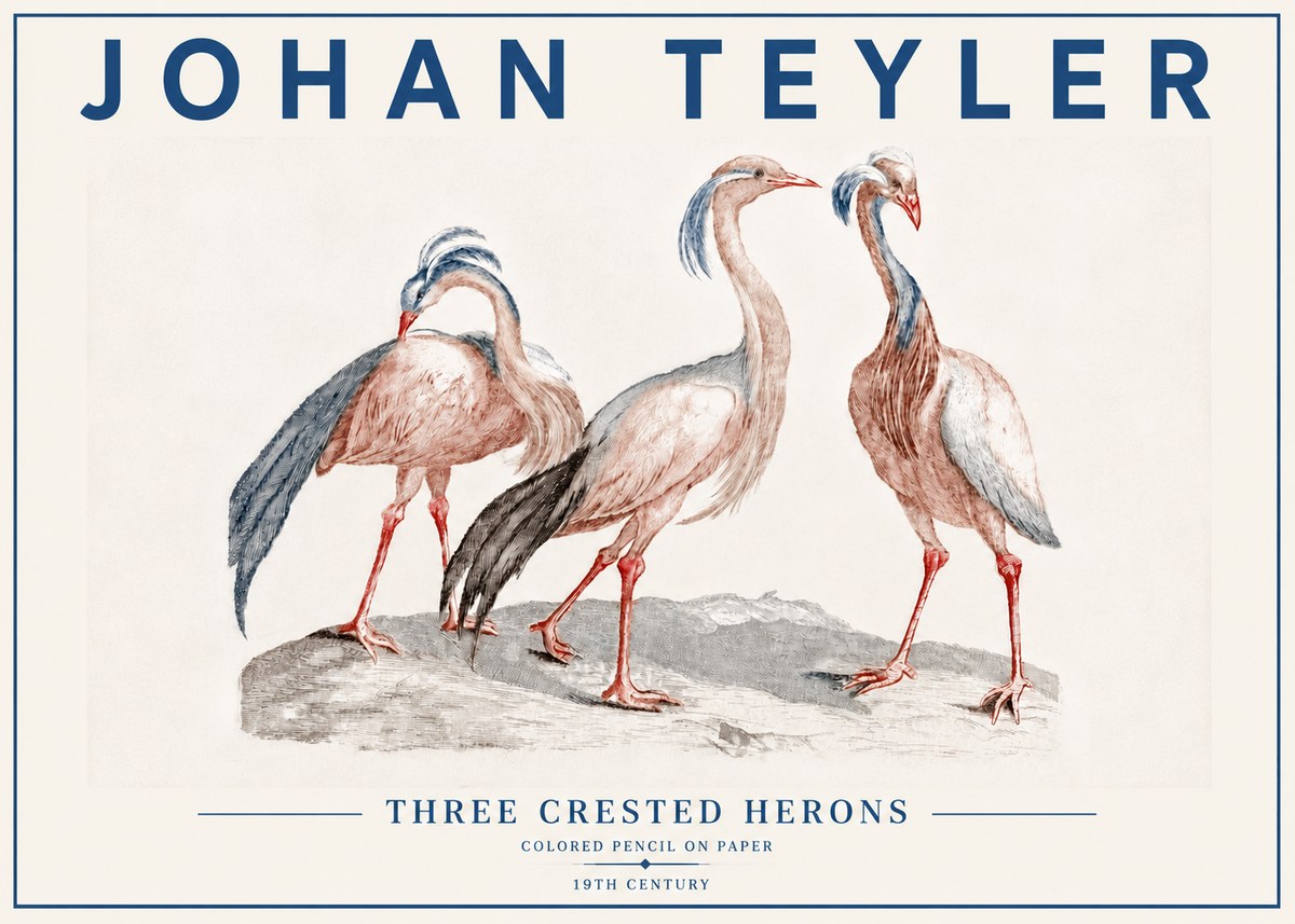 Johan Teyler Three Crested Herons No6 - Affiche
