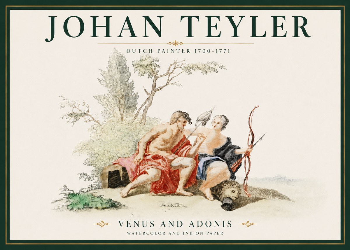 Johan Teyler Venus and Adonis No3 - Affiche