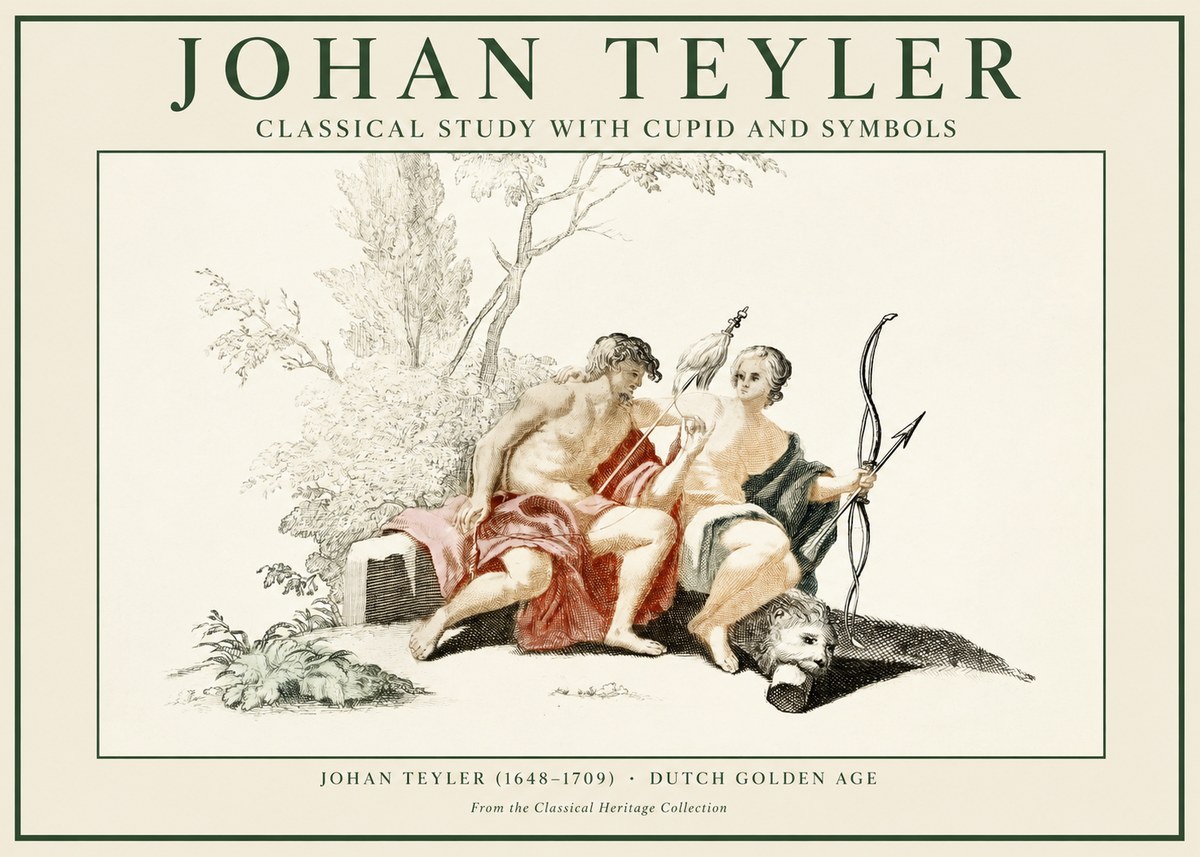 Johan Teyler Classical Study with Cupid and Symbols No1 - Affiche