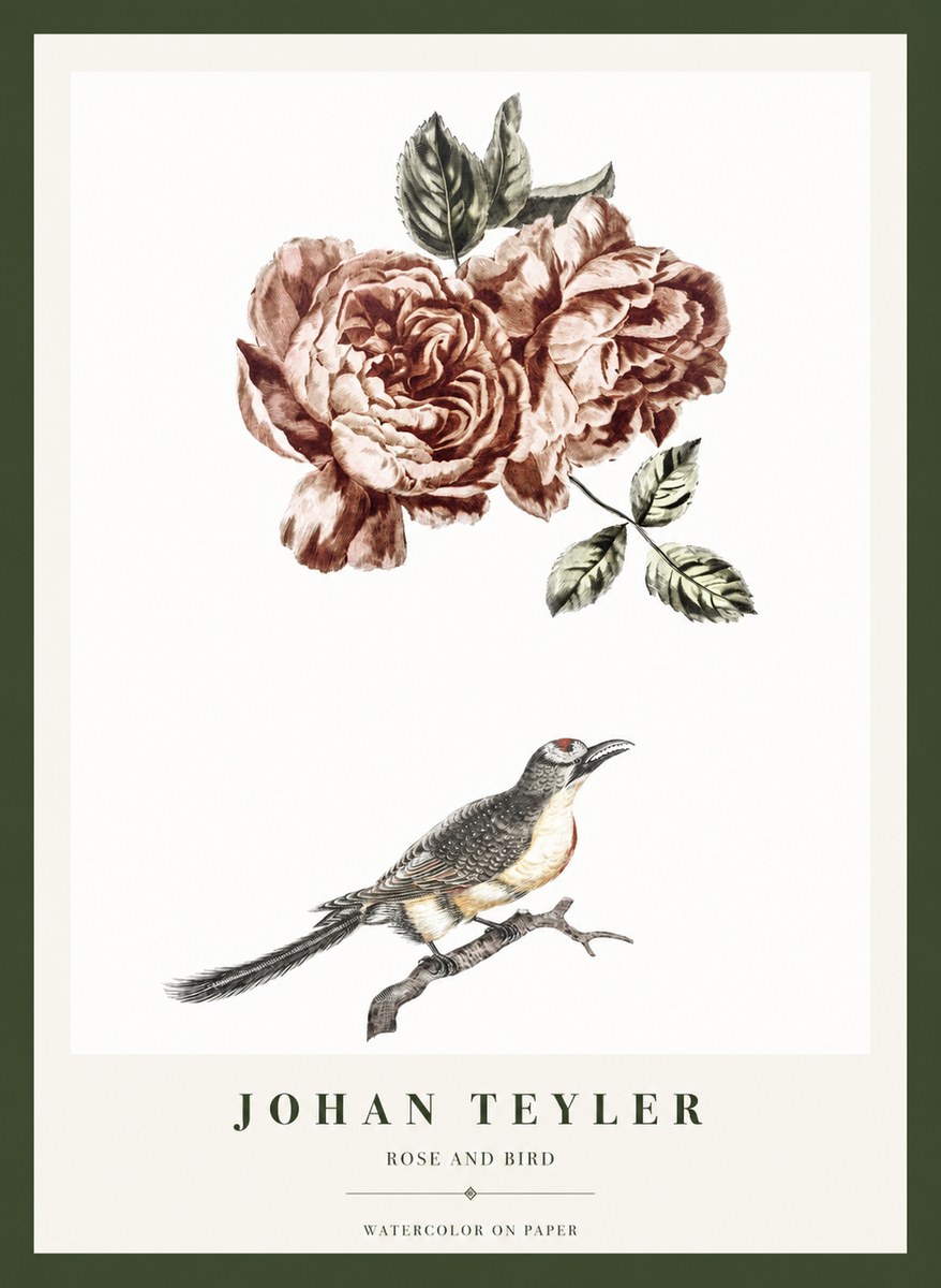 Johan Teyler Rose and Bird II No1 - Affiche
