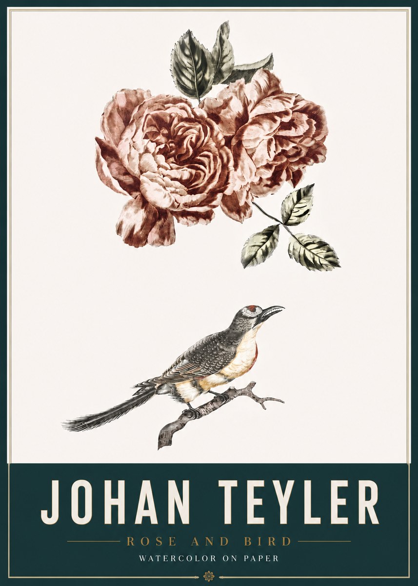 Johan Teyler Rose and Bird II No3 - Affiche