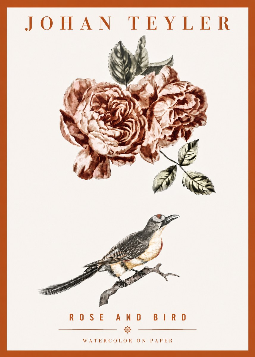 Johan Teyler Rose and Bird II No4 - Affiche