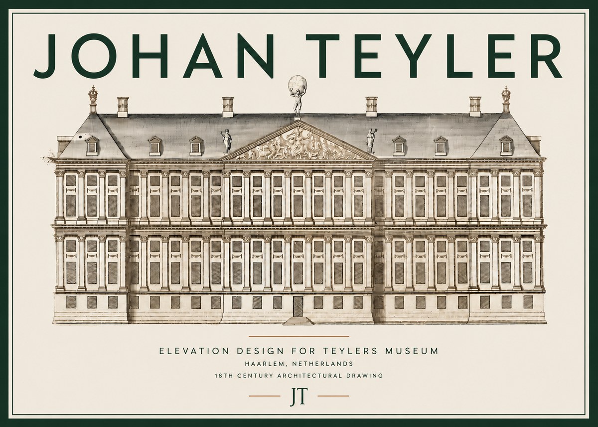 Johan Teyler Elevation Design for Teylers Museum, Haarlem No4 - Affiche