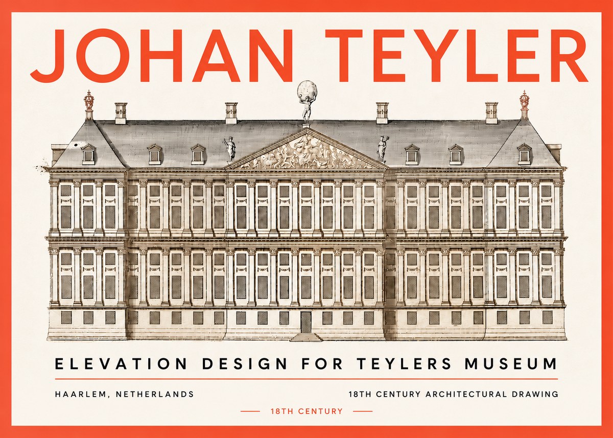 Johan Teyler Elevation Design for Teylers Museum, Haarlem No5 - Affiche