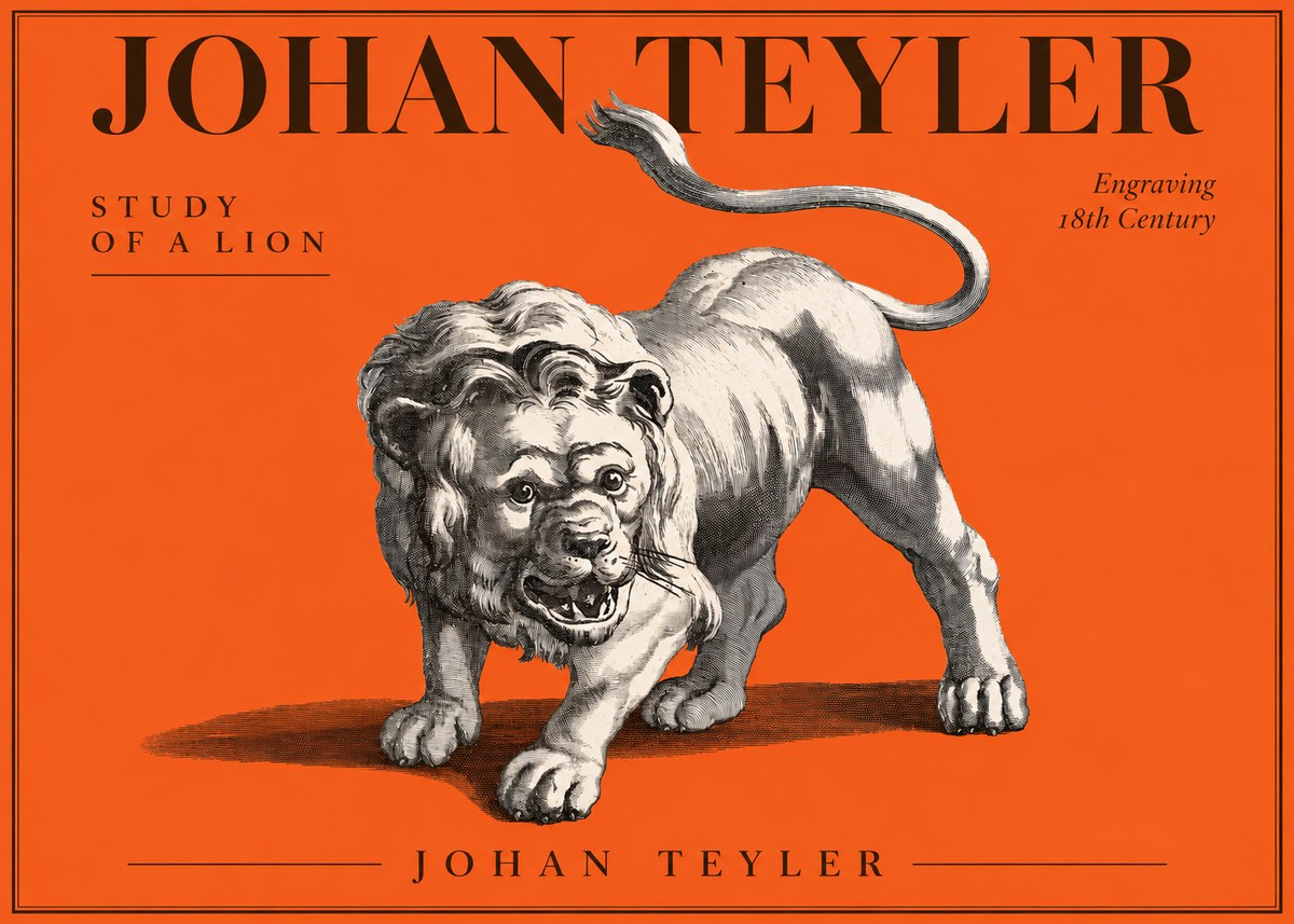 Johan Teyler Study of a Lion No3 - Affiche