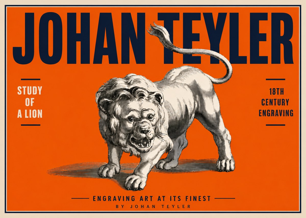 Johan Teyler Study of a Lion No4 - Affiche
