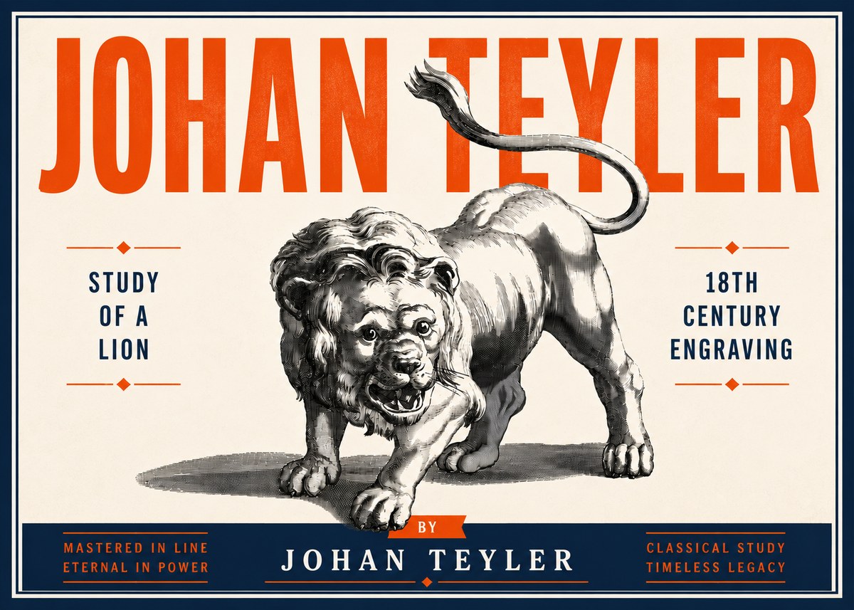 Johan Teyler Study of a Lion No6 - Affiche