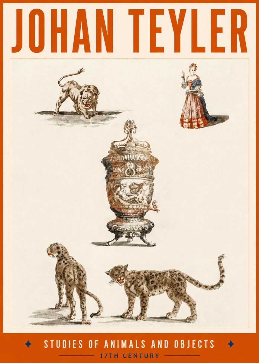 Johan Teyler Studies of Animals and Objects No2 - Affiche