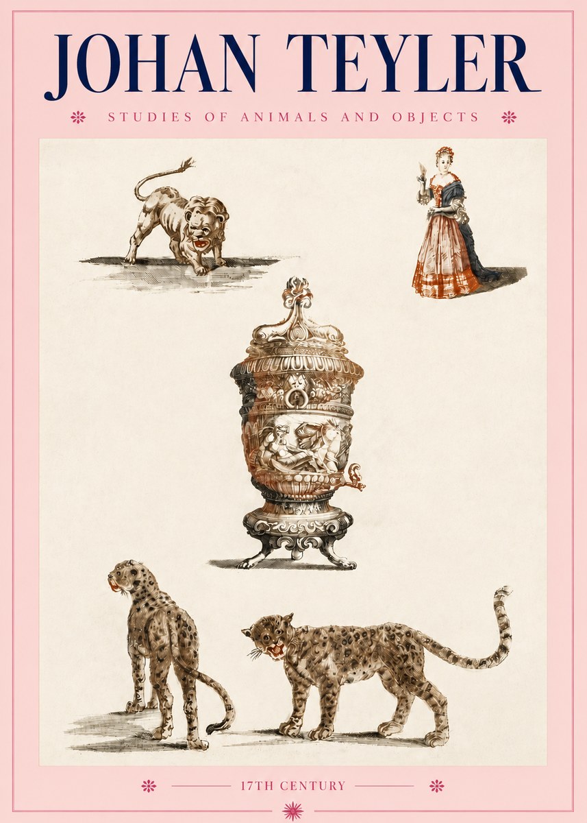 Johan Teyler Studies of Animals and Objects No4 - Affiche