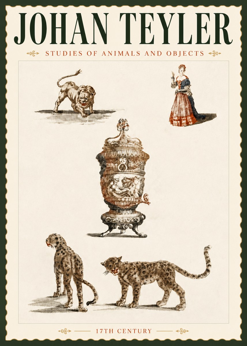 Johan Teyler Studies of Animals and Objects No5 - Affiche