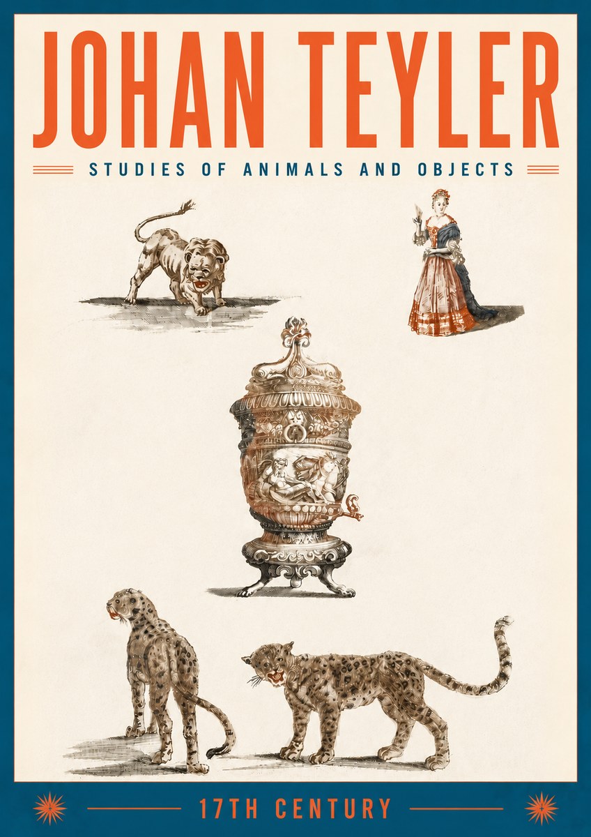 Johan Teyler Studies of Animals and Objects No6 - Affiche