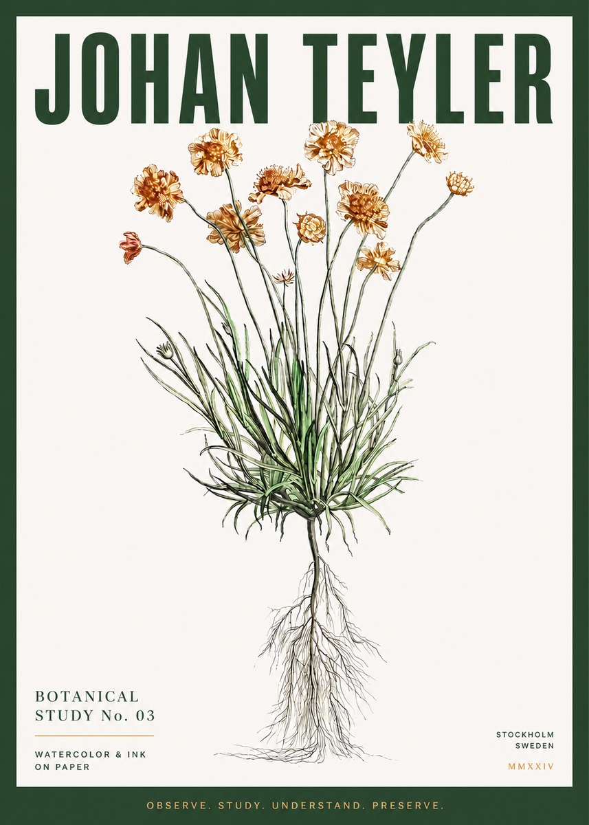 Johan Teyler Botanical Study No. 01 No3 - Affiche