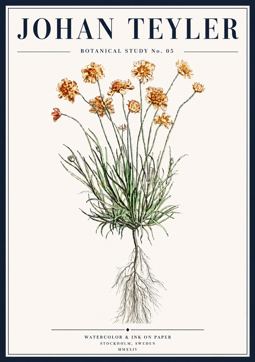 Johan Teyler Botanical Study No. 01 No5 - Affiche