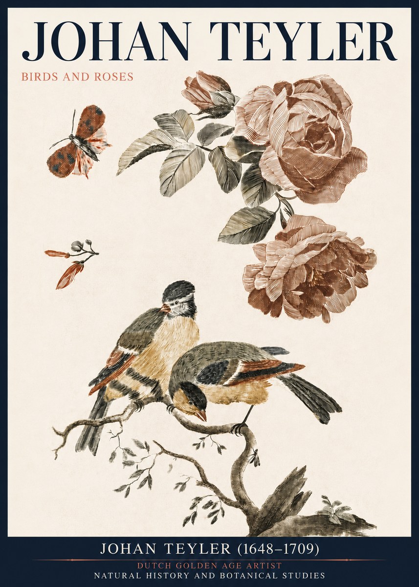 Johan Teyler Birds and Roses No3 - Affiche