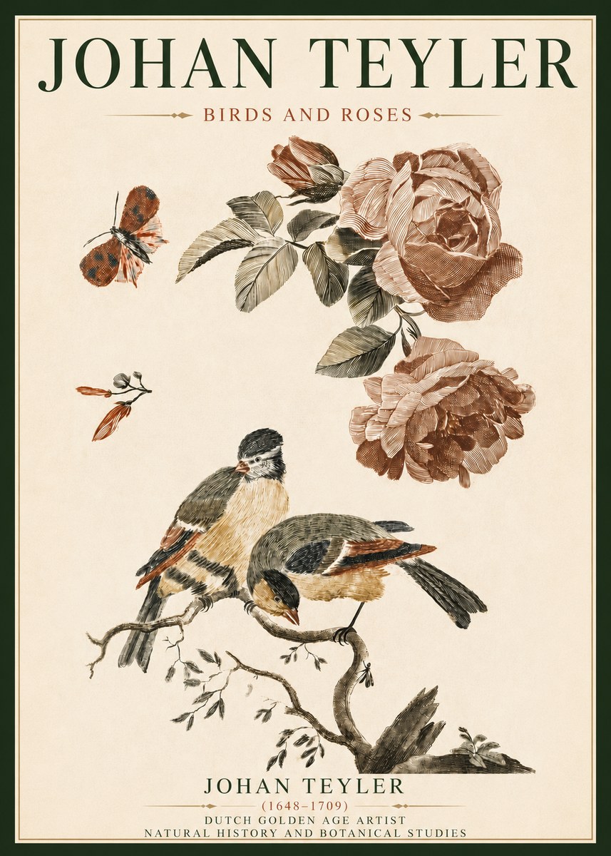 Johan Teyler Birds and Roses No4 - Affiche