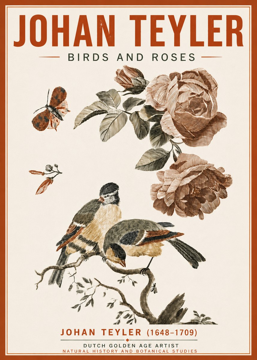 Johan Teyler Birds and Roses No5 - Affiche
