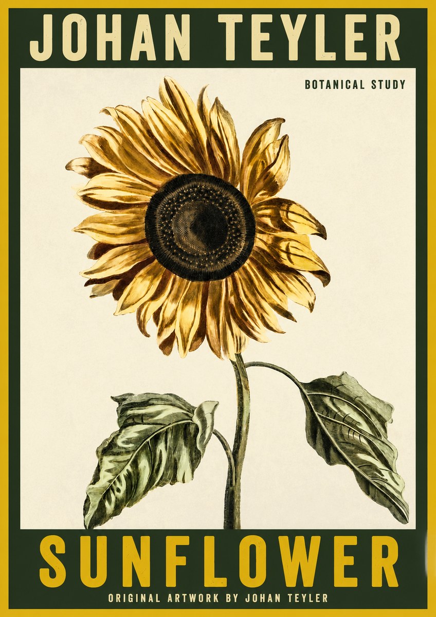 Johan Teyler Sunflower - Botanical Study No2 - Affiche