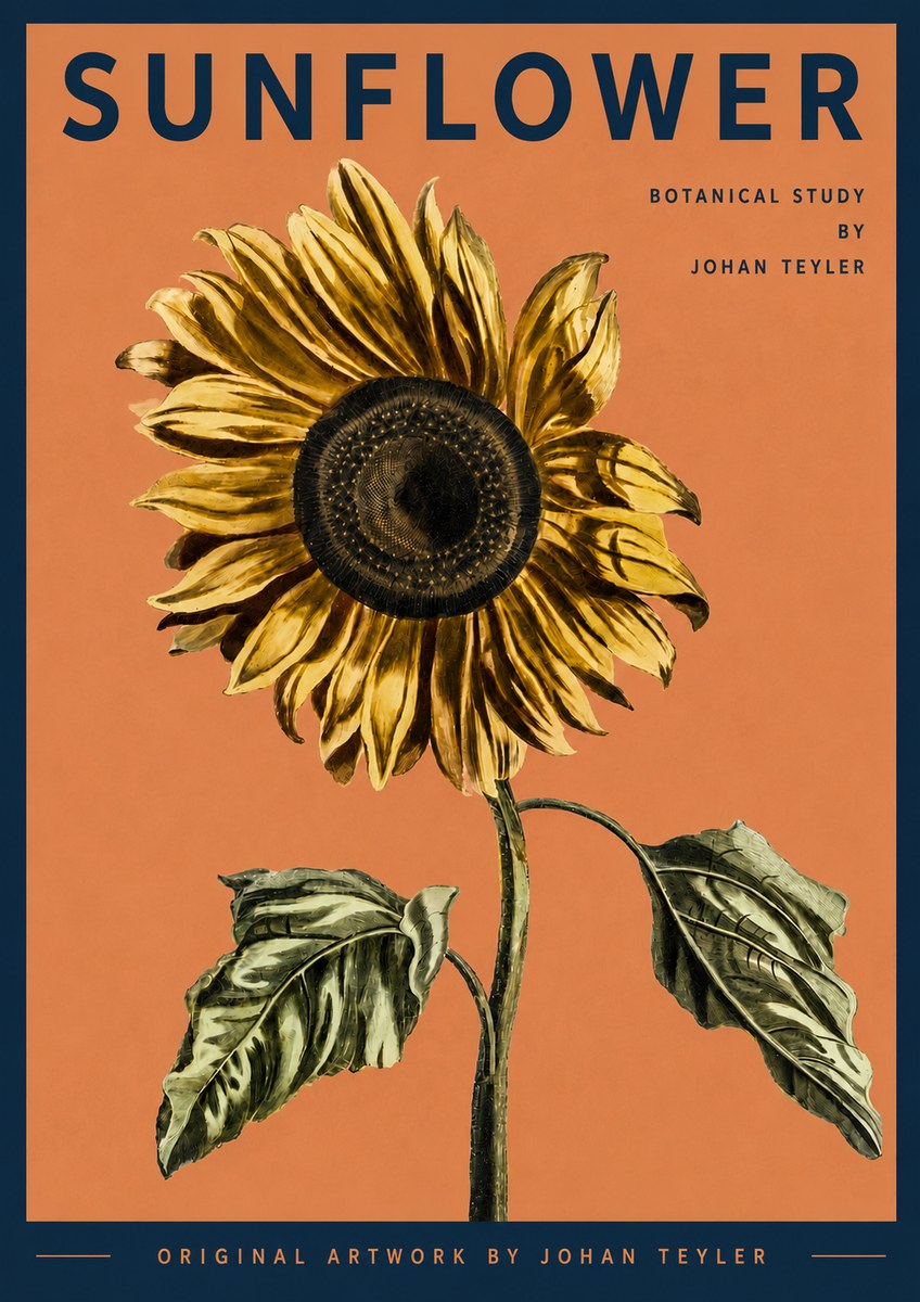Johan Teyler Sunflower - Botanical Study No3 - Affiche