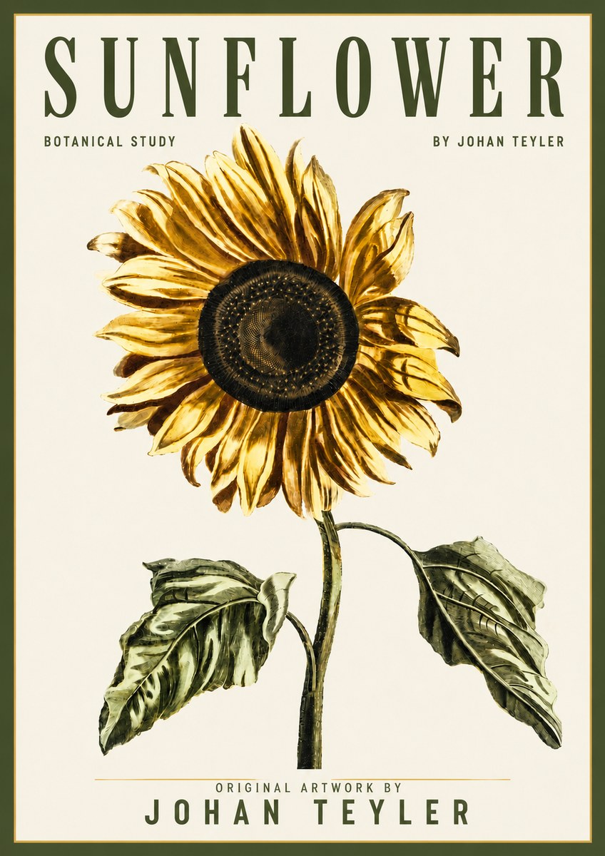 Johan Teyler Sunflower - Botanical Study No4 - Affiche
