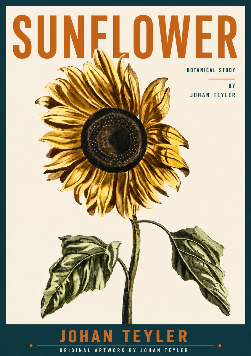 Johan Teyler Sunflower - Botanical Study No5 - Affiche