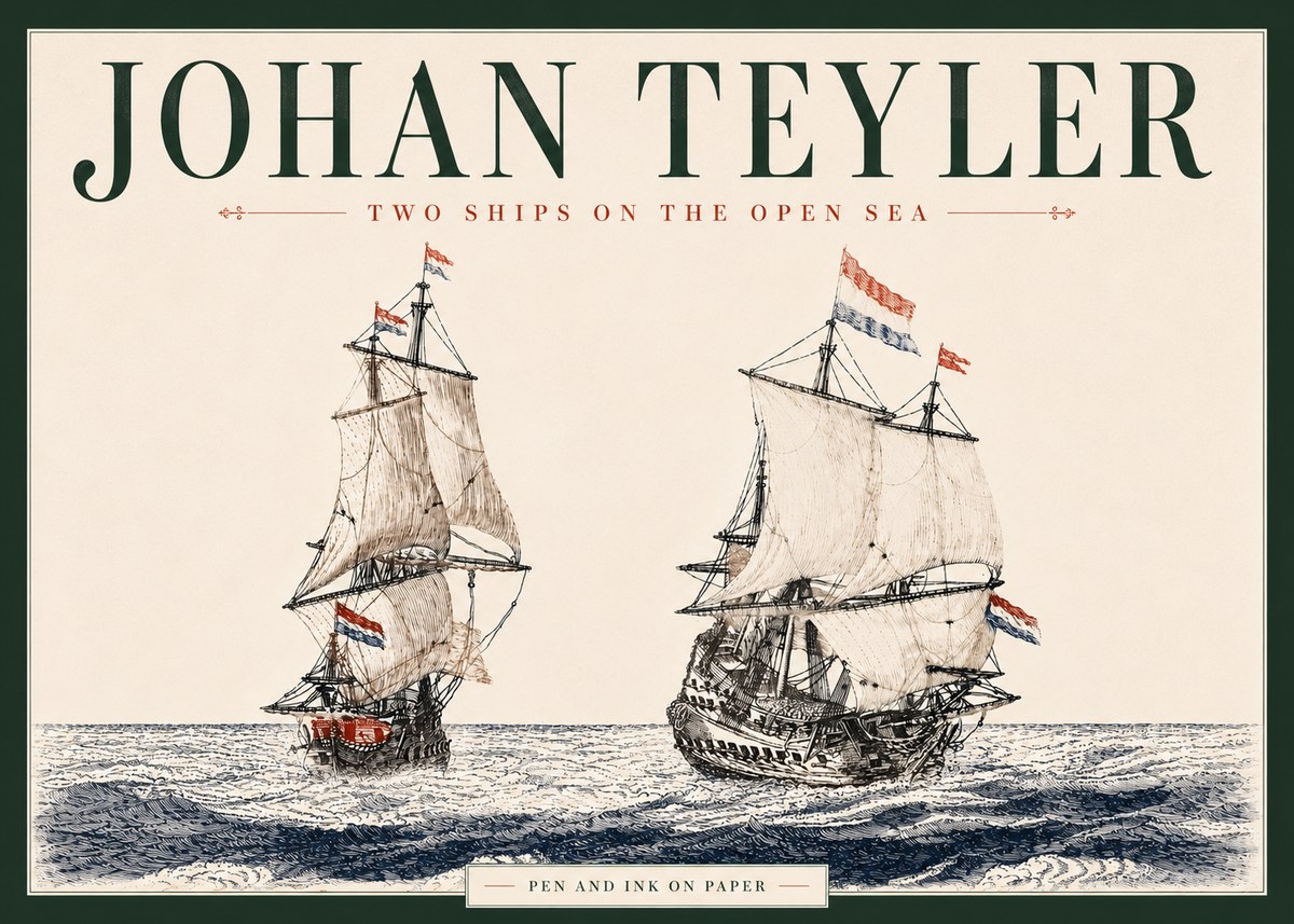 Johan Teyler Two Ships on the Open Sea No6 - Affiche
