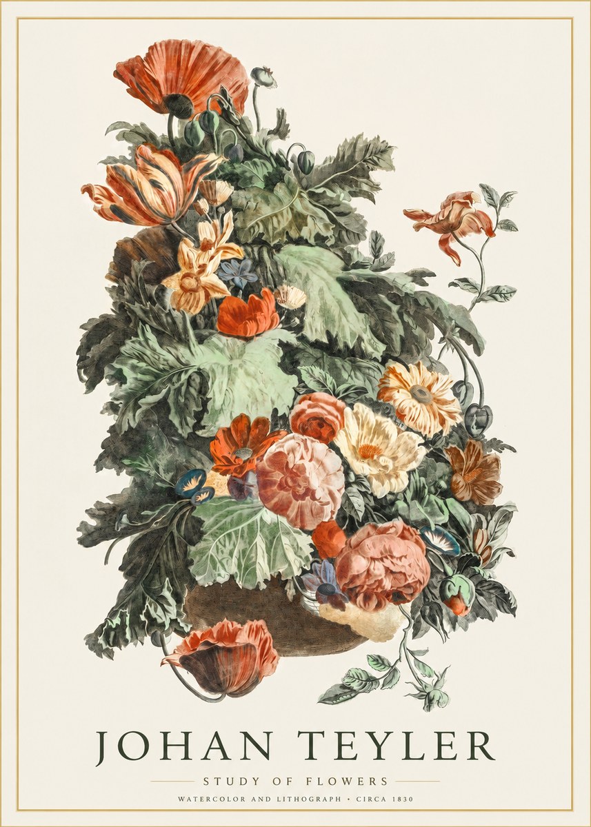 Johan Teyler Study of Flowers No1 - Affiche