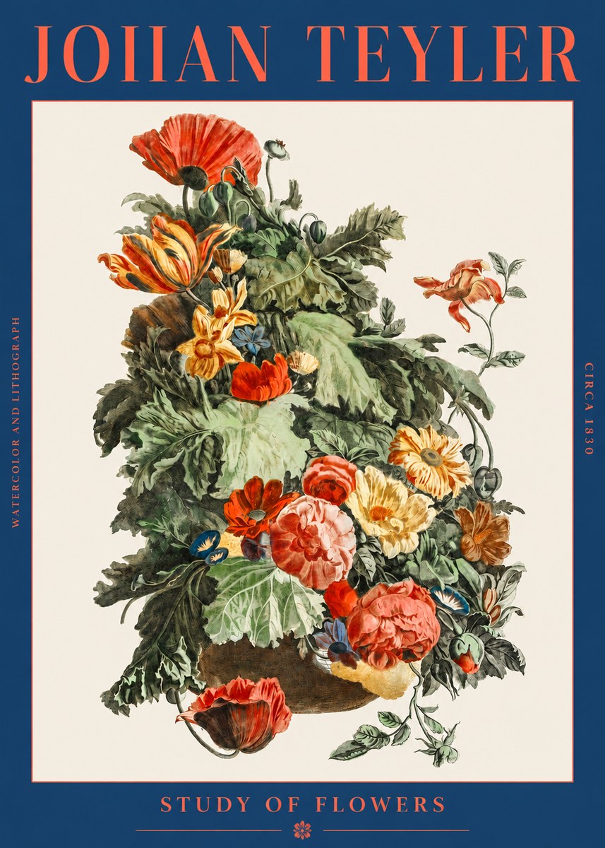 Johan Teyler Study of Flowers No2 - Affiche