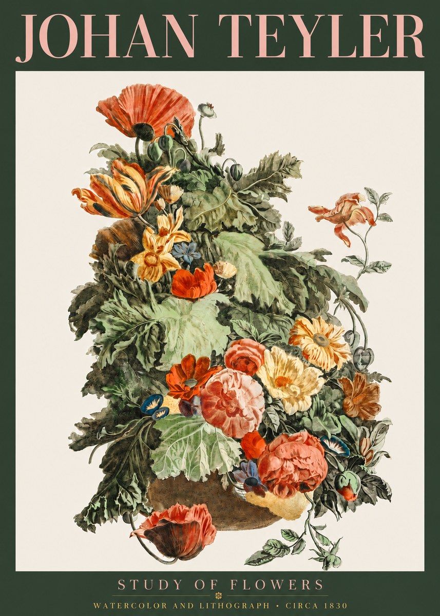 Johan Teyler Study of Flowers No3 - Affiche