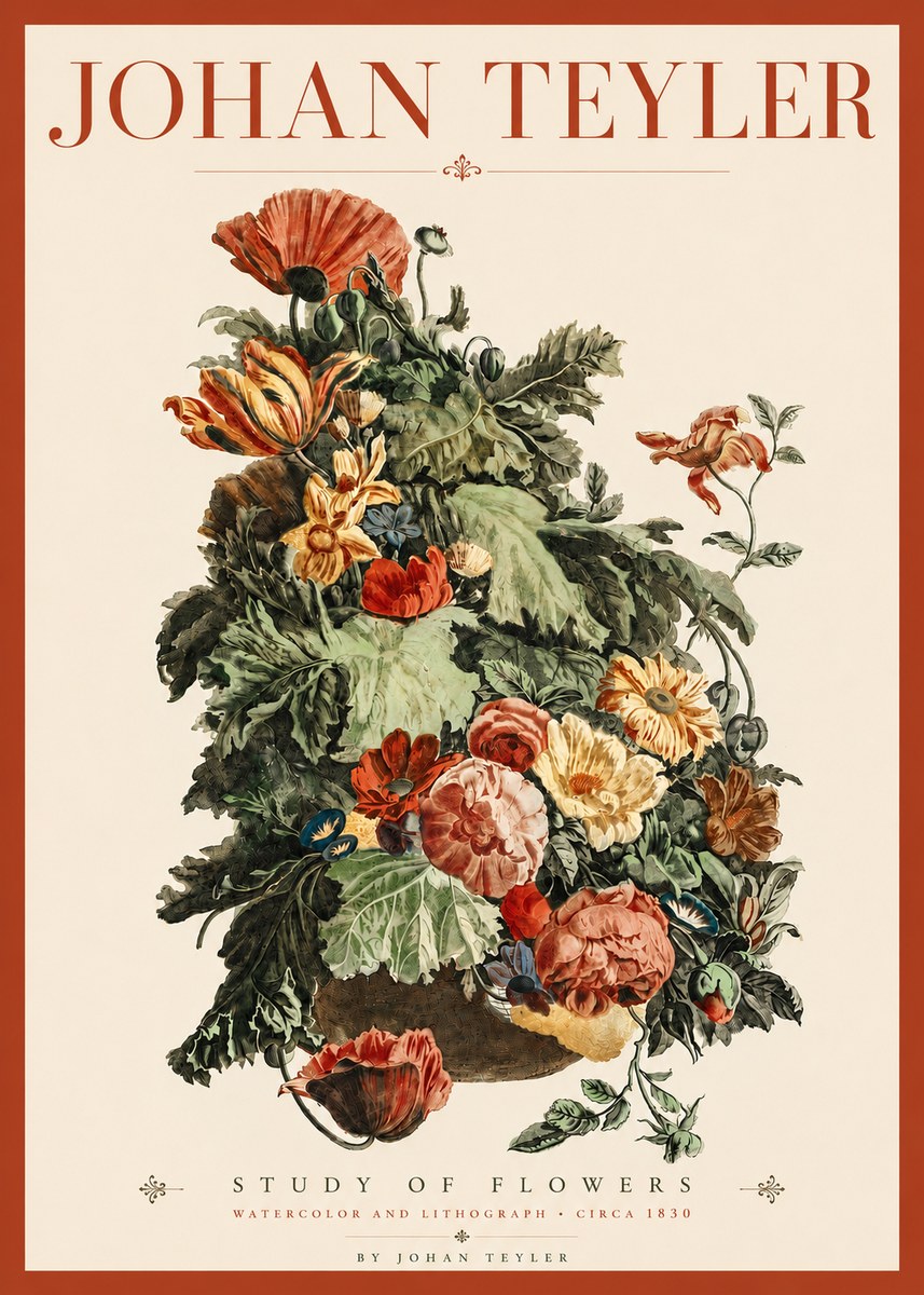 Johan Teyler Study of Flowers No4 - Affiche