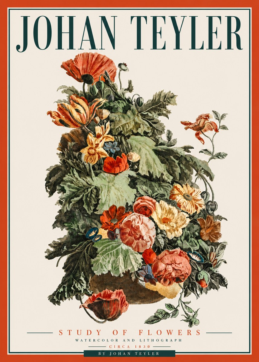 Johan Teyler Study of Flowers No5 - Affiche