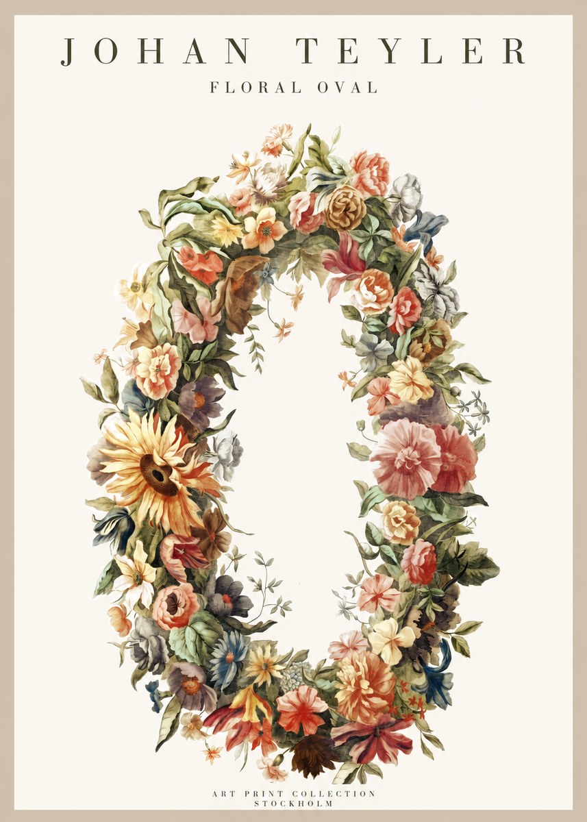 Johan Teyler Floral Oval No1 - Affiche