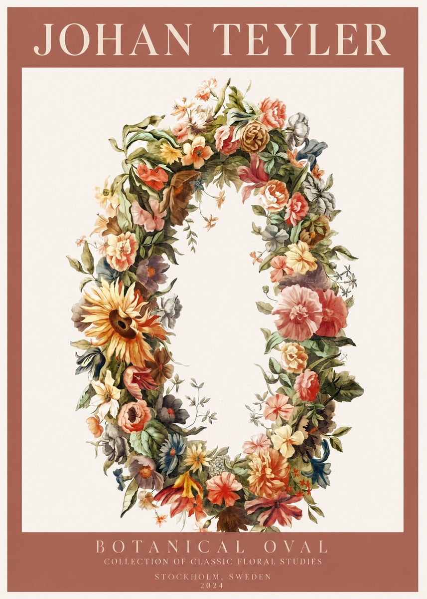 Johan Teyler Floral Oval No3 - Affiche