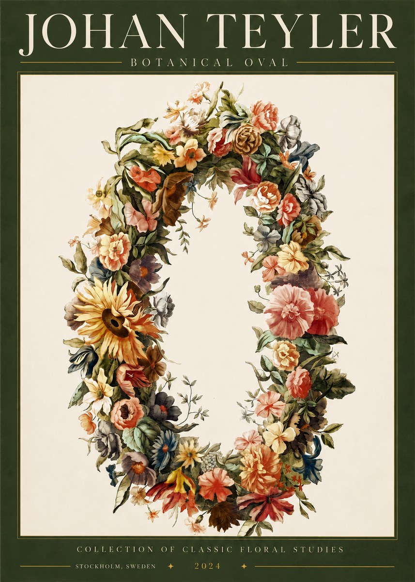 Johan Teyler Floral Oval No5 - Affiche