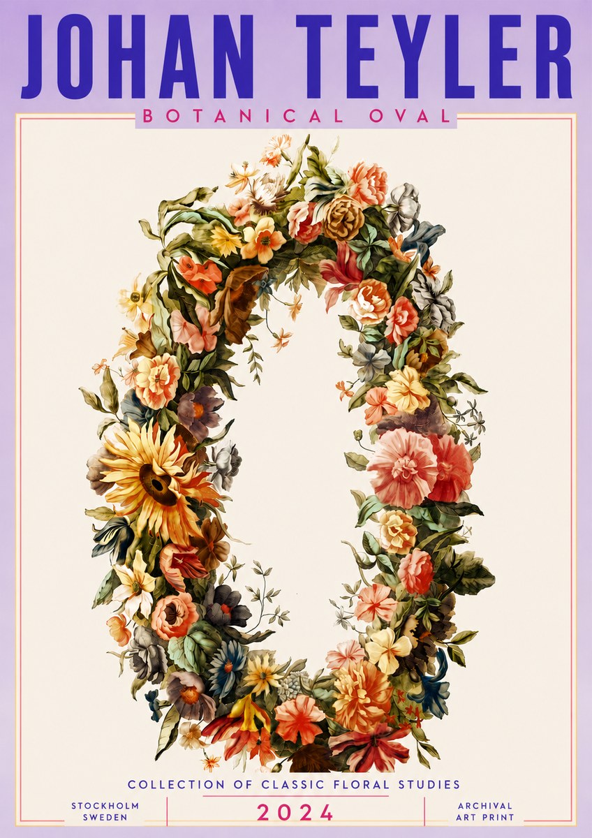 Johan Teyler Floral Oval No6 - Affiche