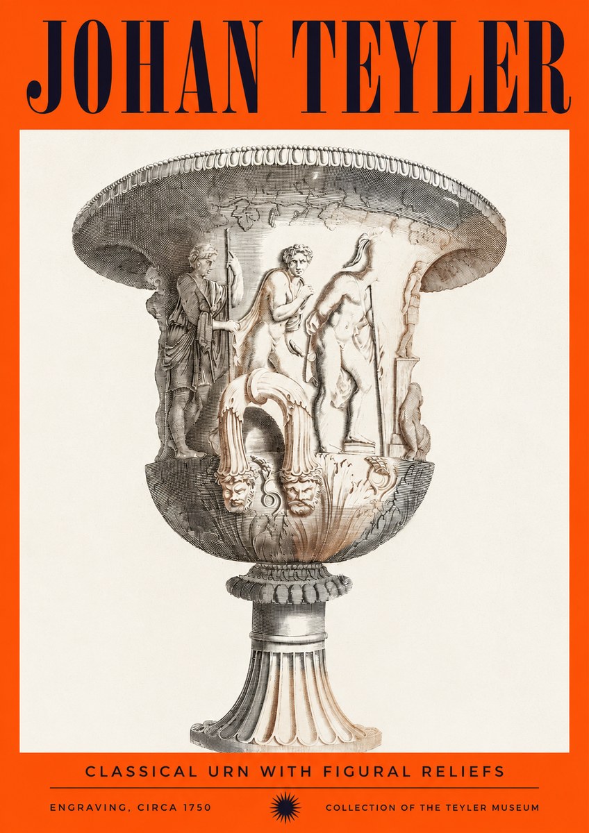 Johan Teyler Classical Urn with Figural Reliefs I No2 - Affiche