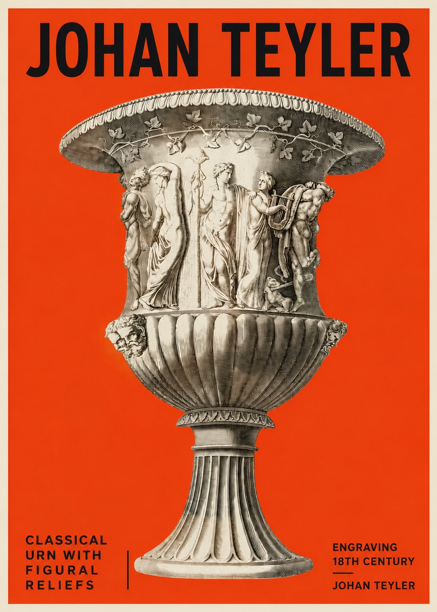 Johan Teyler Classical Urn with Figural Reliefs II No2 - Affiche