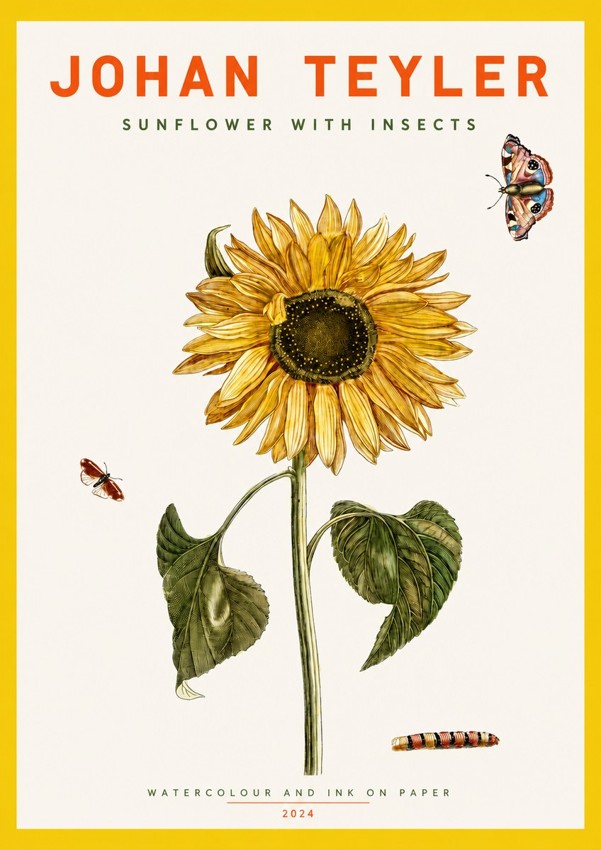 Johan Teyler Sunflower with Insects No2 - Affiche