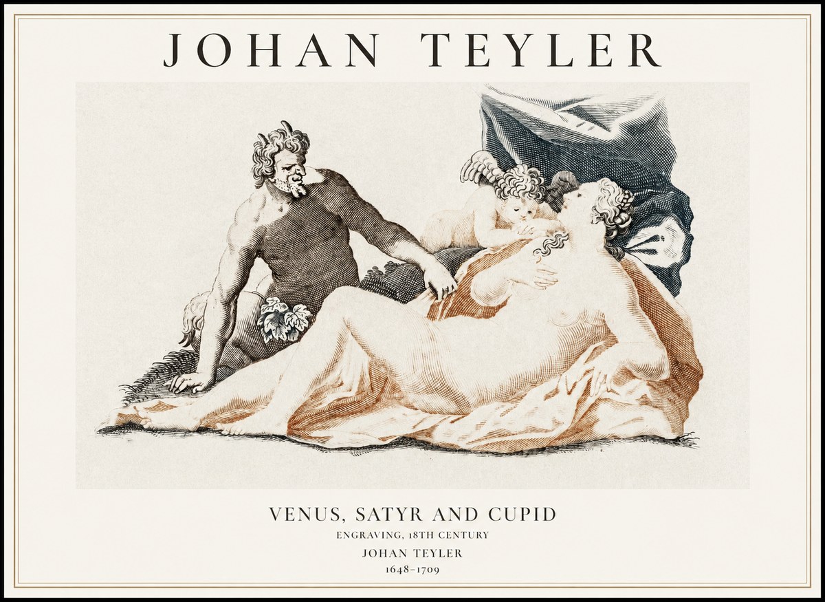 Johan Teyler Venus, Satyr and Cupid No1 - Affiche