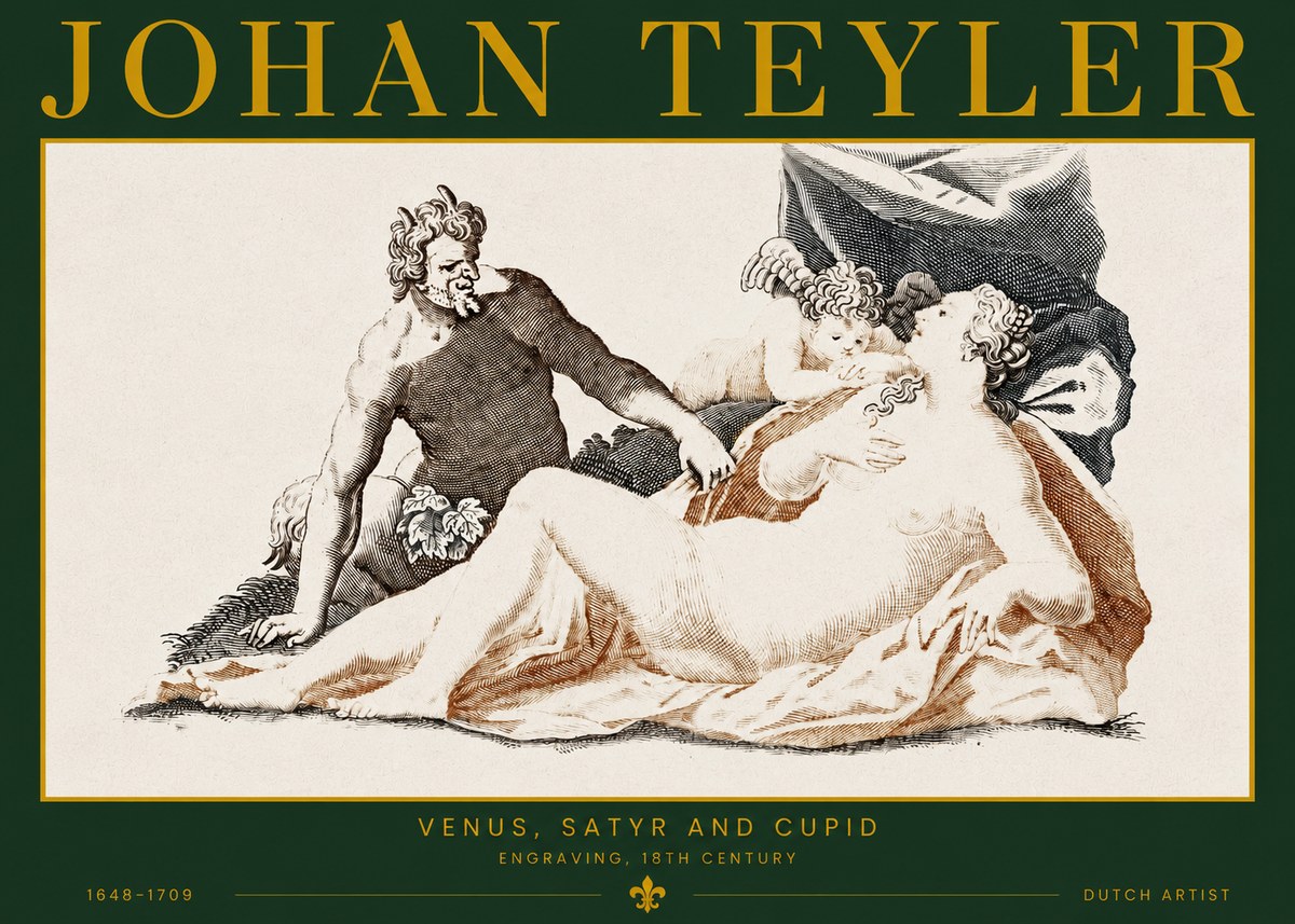 Johan Teyler Venus, Satyr and Cupid No2 - Affiche